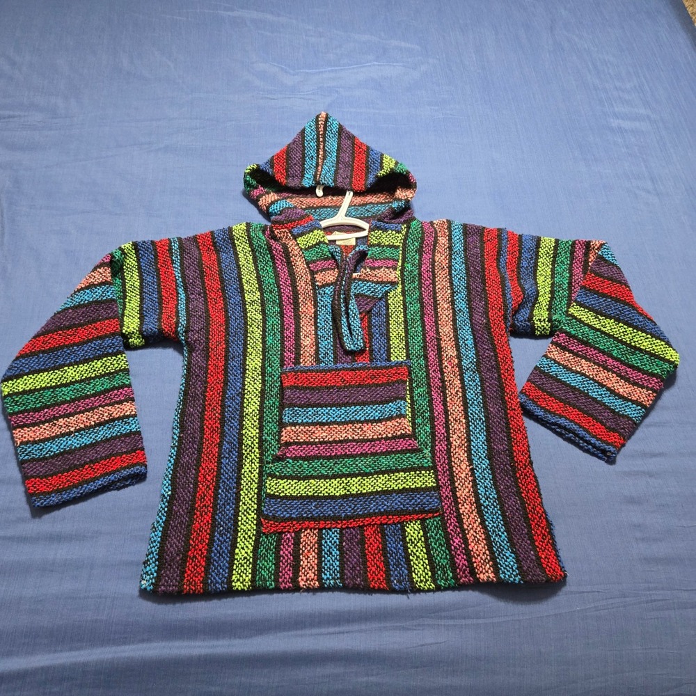 Artesanias Cuamatzi Baja Hoodie Unisex Small Multicolor Excellent Woven Pullover